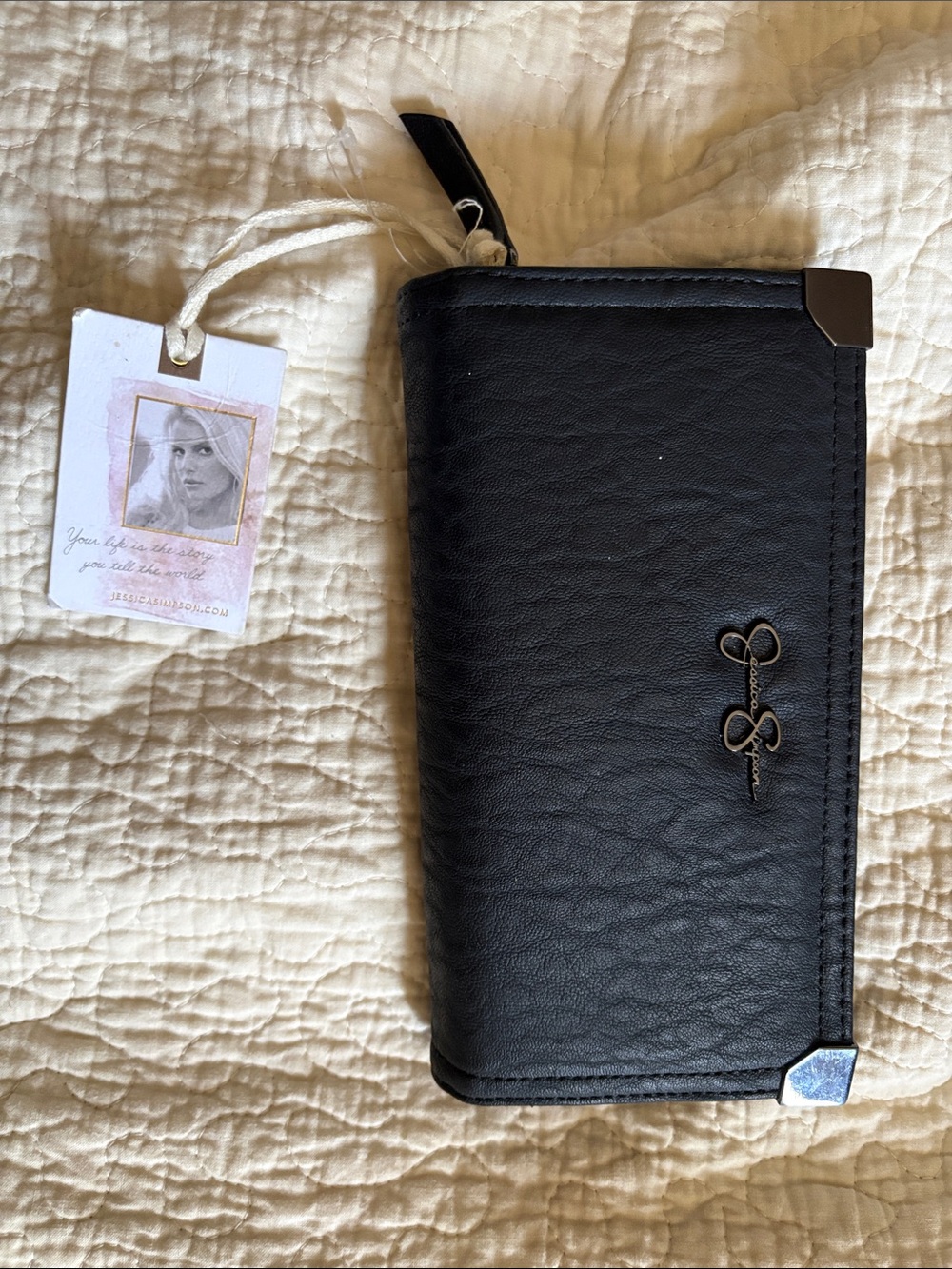 Jessica Simpson Black Wallet with Silver Accents